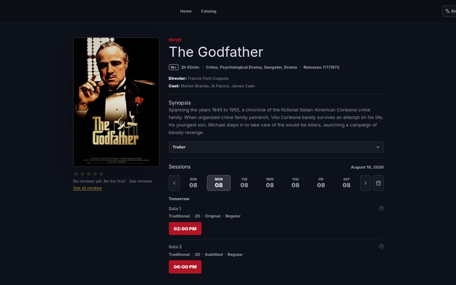 Tela de checkout do CinePrime com o resumo do pedido